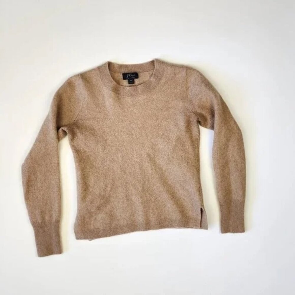 J.Crew 100% Cashmere Slim-Fit Crewneck Sweater Tan XS